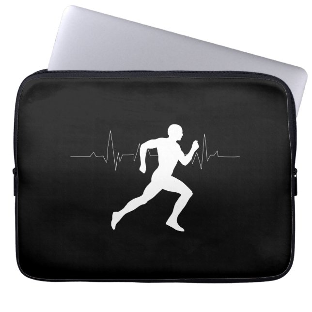 Silhouette HeartBeat Line für den Mann, der Läufer Laptopschutzhülle (Vorderseite)