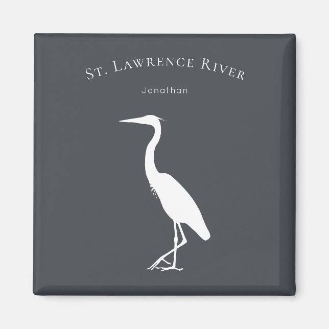 Silhouette Heron Egret stehend personalisiert Magnet (Vorne)