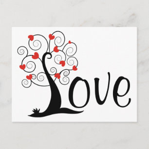 Silhouette Herz LIEBE Tree Postkarte