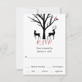 Silhouette Hirsch in Liebe Winterhochzeit RSVP Karte