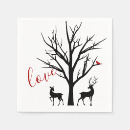 Silhouette Hirschkuh in der Liebe Winter Serviette