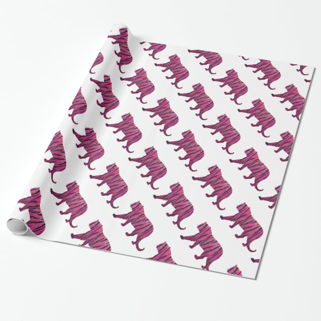 Silhouette Hot Pink und Black Tiger Geschenkpapier (Ungerollt)