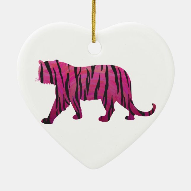 Silhouette Hot Pink und Black Tiger Keramikornament (Hinten)