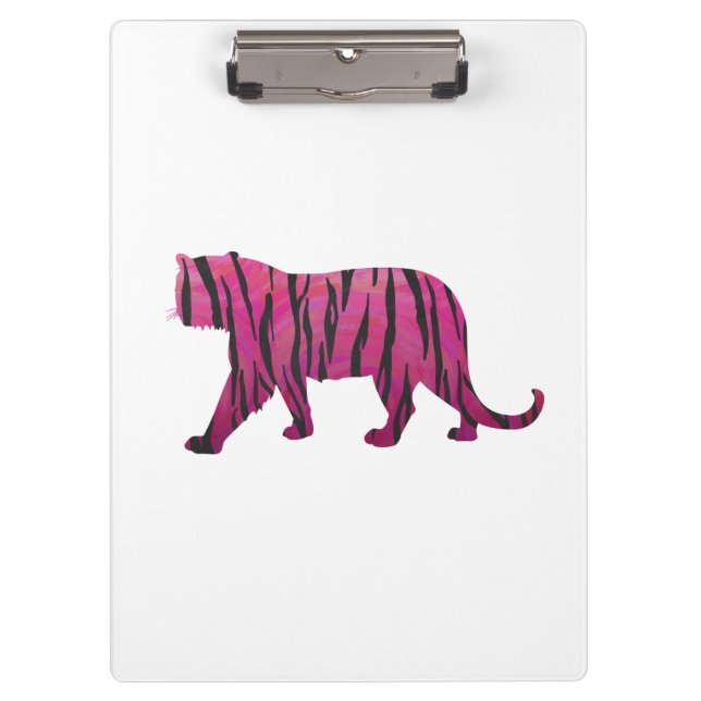 Silhouette Hot Pink und Black Tiger Klemmbrett (Vorderseite)