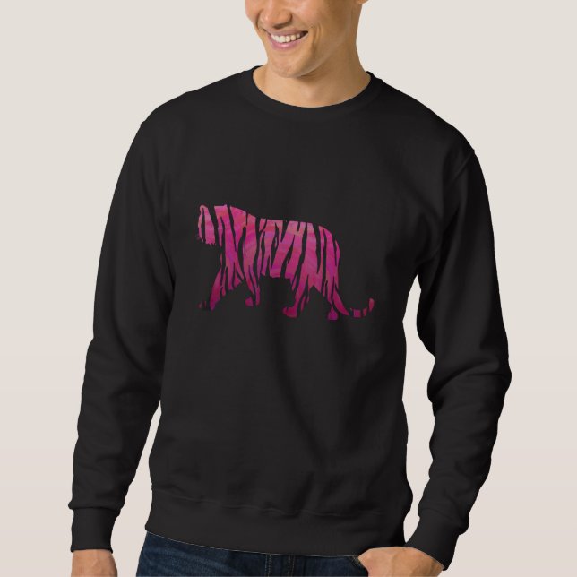 Silhouette Hot Pink und Black Tiger Sweatshirt (Vorderseite)