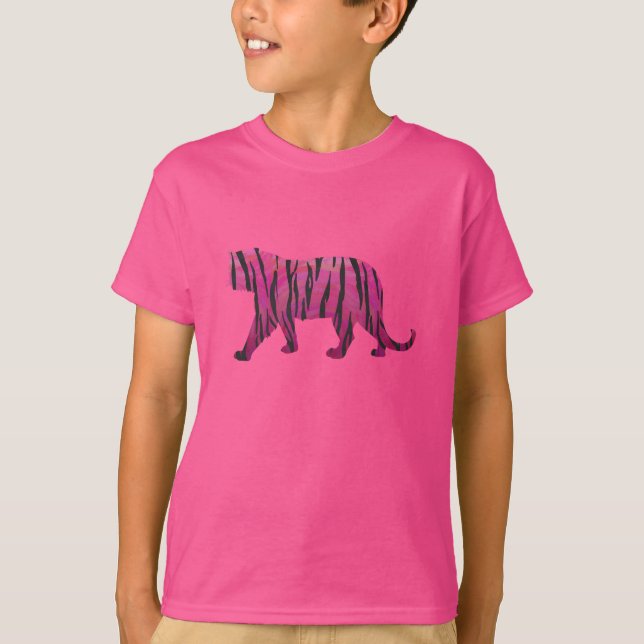 Silhouette Hot Pink und Black Tiger T-Shirt (Vorderseite)