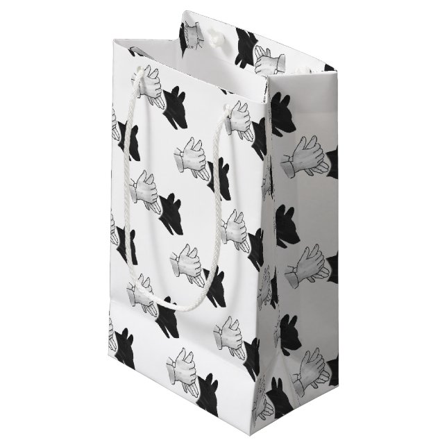 Silhouette Hund Kleine Geschenktüte (Vorderseite Schrägansicht)