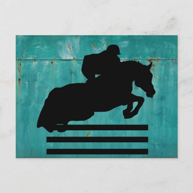 Silhouette "Hunter Jumper" anzeigen Postkarte (Vorderseite)