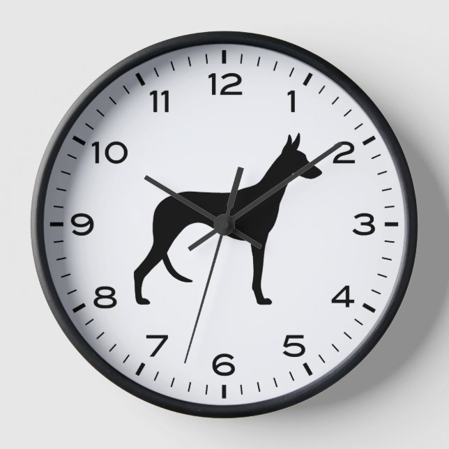 Silhouette Ibizan Hound Hunde Uhr (Vorderseite)