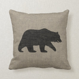 Silhouette-Imitate aus Grizzy Bären, Linen Burlap  Kissen