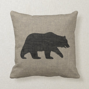 Silhouette-Imitate aus Grizzy Bären, Linen Burlap Kissen