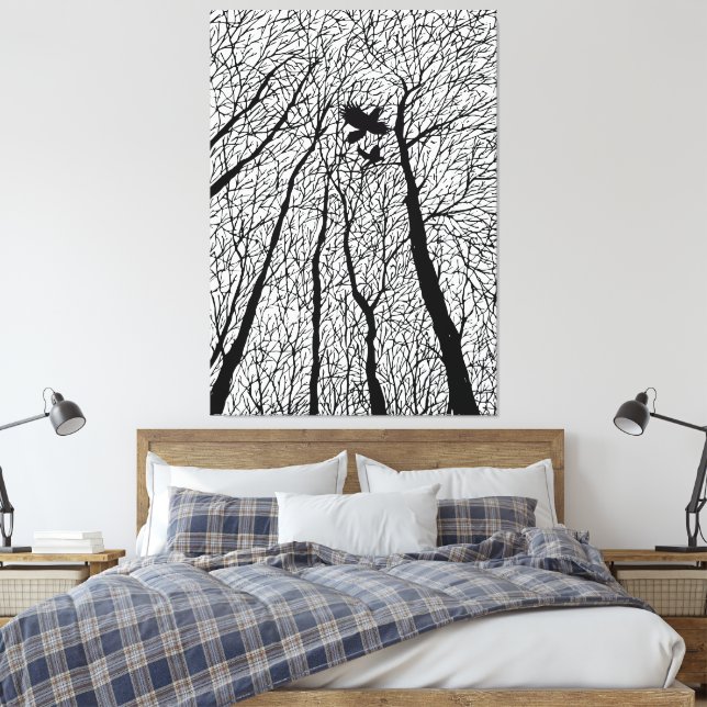 Silhouette in den Winterbäumen Leinwanddruck (Insitu (Schlafzimmer))