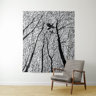 Silhouette in den Winterbäumen Wandteppich