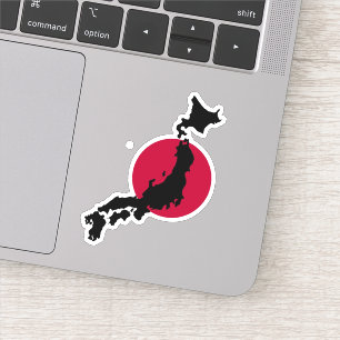 Silhouette Japans über die Nationalflagge der auf Aufkleber