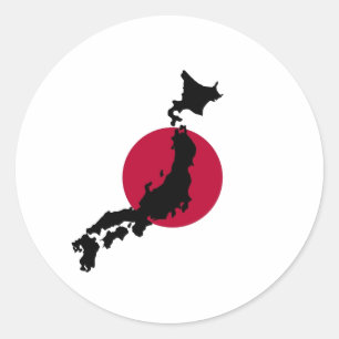 Silhouette Japans über die wachsende nationale Fla Runder Aufkleber