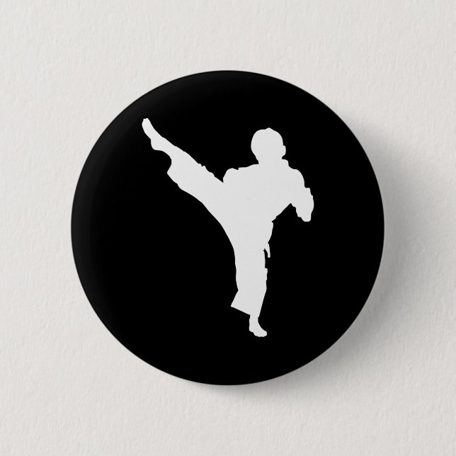 Silhouette Karate Fighter Shotokan Kampfkunst Ta Button (Vorderseite)