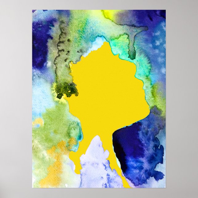 Silhouette Kunst abstrakte Aquarell Poster (Vorne)