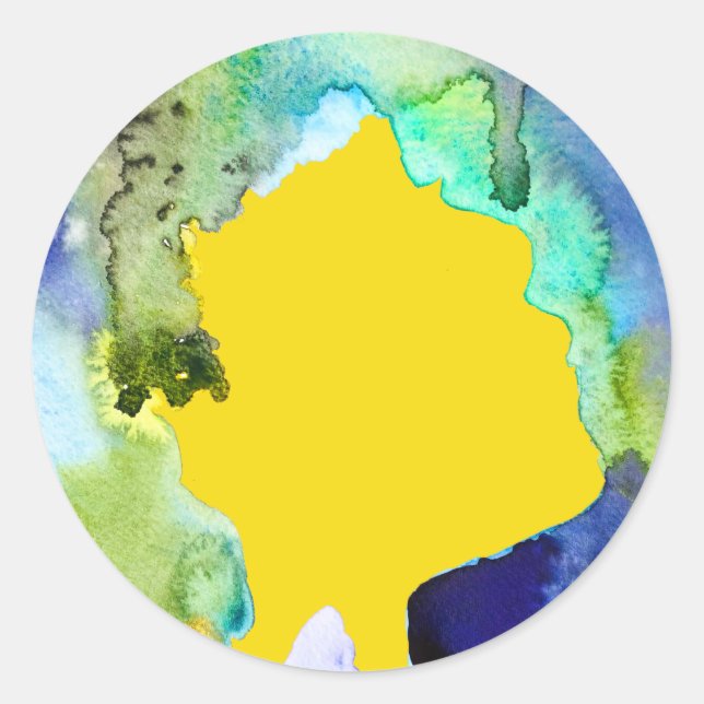 Silhouette Kunst abstrakte Aquarell Runder Aufkleber (Vorderseite)