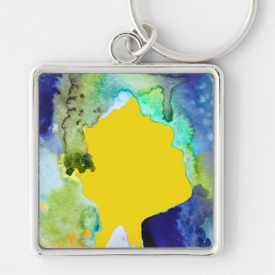 Silhouette Kunst abstrakte Aquarell Schlüsselanhänger