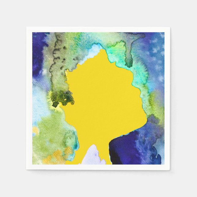 Silhouette Kunst abstrakte Aquarell Serviette (Vorderseite)
