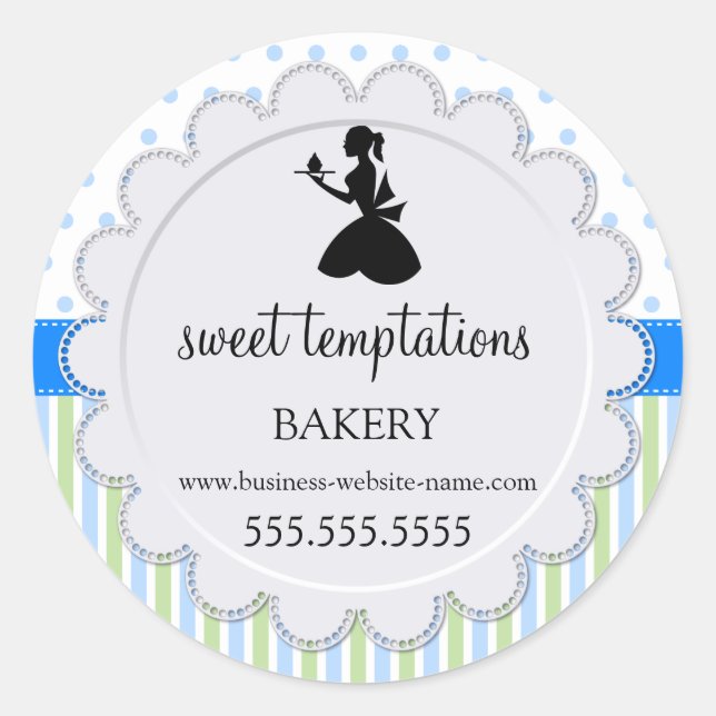 Silhouette Lady and Cupcake Bakery Packaging Runder Aufkleber (Vorderseite)