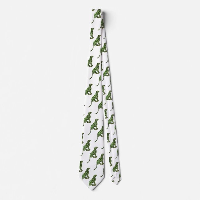 Silhouette Leopard Black und Green Krawatte (Vorderseite)