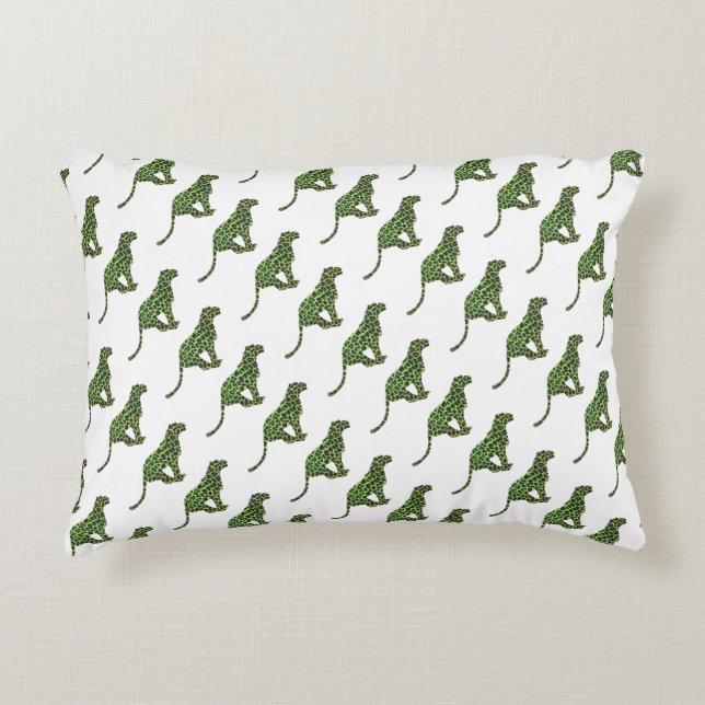 Silhouette Leopard Black und Green Zierkissen (Vorderseite)