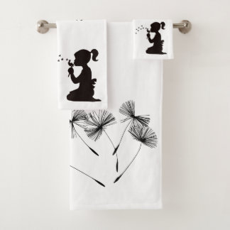 Silhouette-Leuchter leuchtet weiß und schwarz Badhandtuch Set