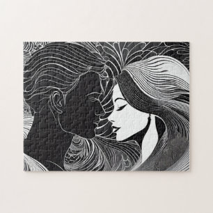 Silhouette Liebe Story: Schwarz & Weiß Kiss