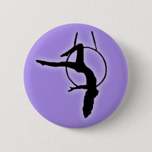 Silhouette Lyra Aerialist-Tänzer-Posen auf dem Button