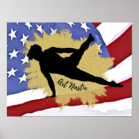 Silhouette Male Gymnast - Amerikanische Flagge