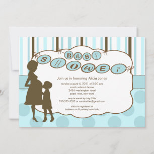 Silhouette Mama Baby Dusche Baby Boy Blue Einladung