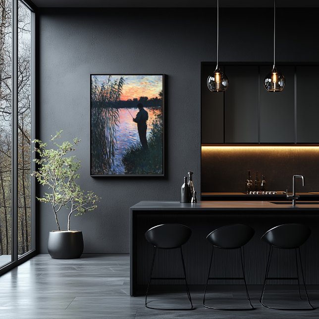 Silhouette Man Fischen bei Sonnenuntergang - Impre Poster (Von Creator hochgeladen)