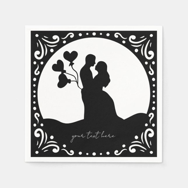 Silhouette Mariage Deux serviettes en papier (Devant)