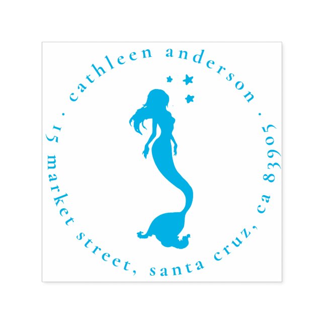 Silhouette Mermaid Runde Name und Rücksendeadresse Permastempel (Design)