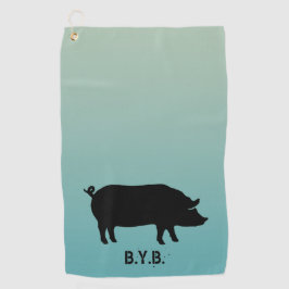 Silhouette mit benutzerdefiniertem Text Golfhandtuch