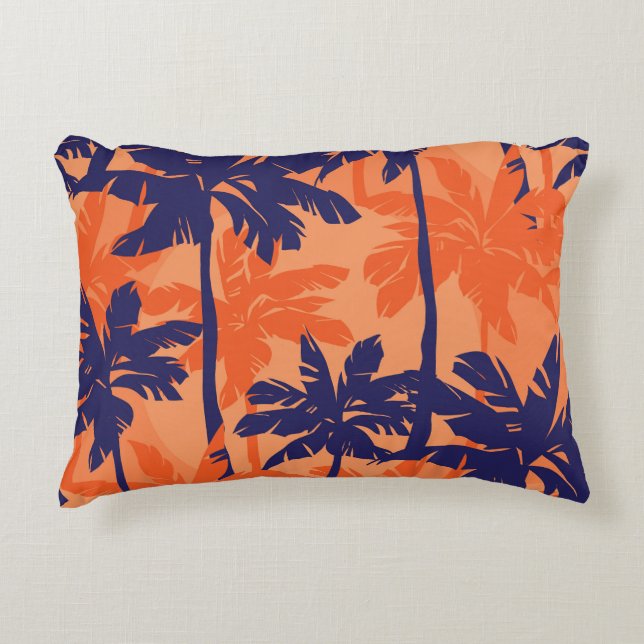 Silhouette mit blauer Palme, orangefarbener Hinter Dekokissen (Vorderseite)