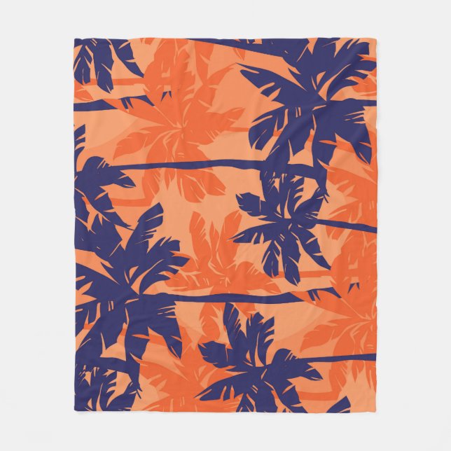 Silhouette mit blauer Palme, orangefarbener Hinter Fleecedecke (Vorderseite)