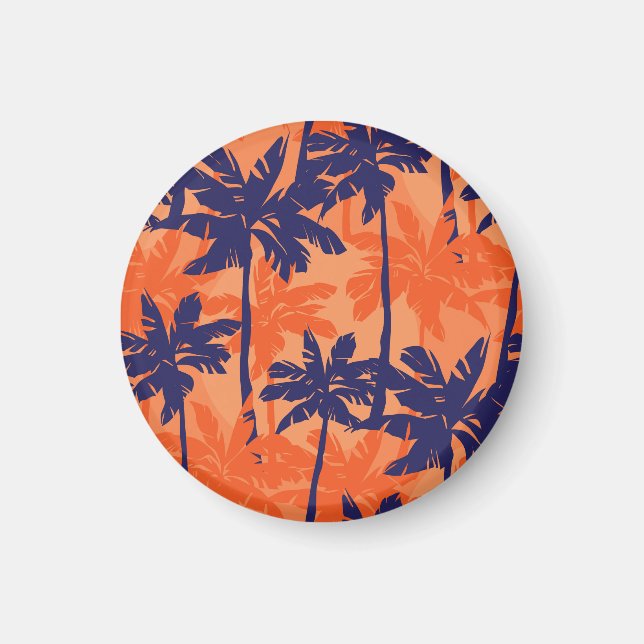 Silhouette mit blauer Palme, orangefarbener Hinter Magnet (Vorne)
