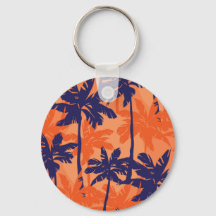 Silhouette mit blauer Palme, orangefarbener Hinter Schlüsselanhänger