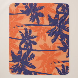 Silhouette mit blauer Palme, orangefarbener Hinter Sherpadecke
