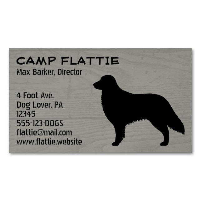 Silhouette mit flachbeschichtetem Retriever | Hund Magnetische Visitenkarte (Vorderseite)