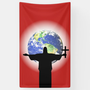 Silhouette mit Kreuz Banner