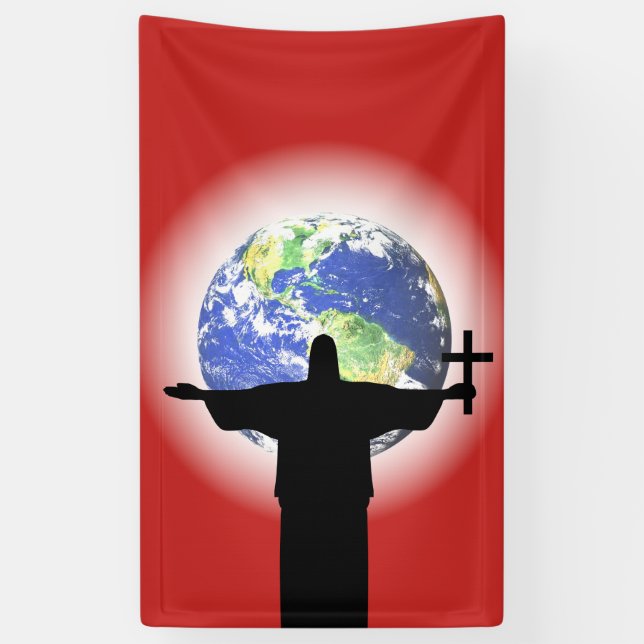 Silhouette mit Kreuz Banner (Vertikal)