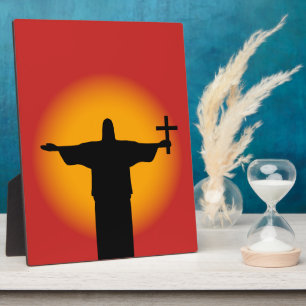 Silhouette mit Kreuz Fotoplatte