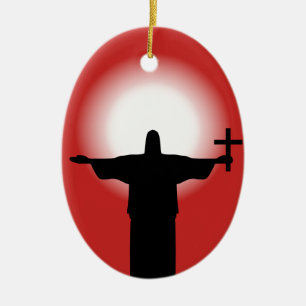 Silhouette mit Kreuz Keramikornament