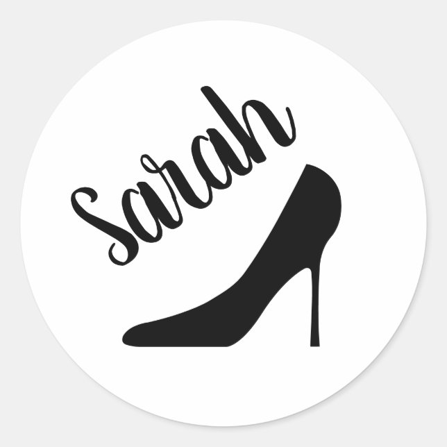 Silhouette mit schwarzen High-Heels-Stilettos Runder Aufkleber (Vorderseite)