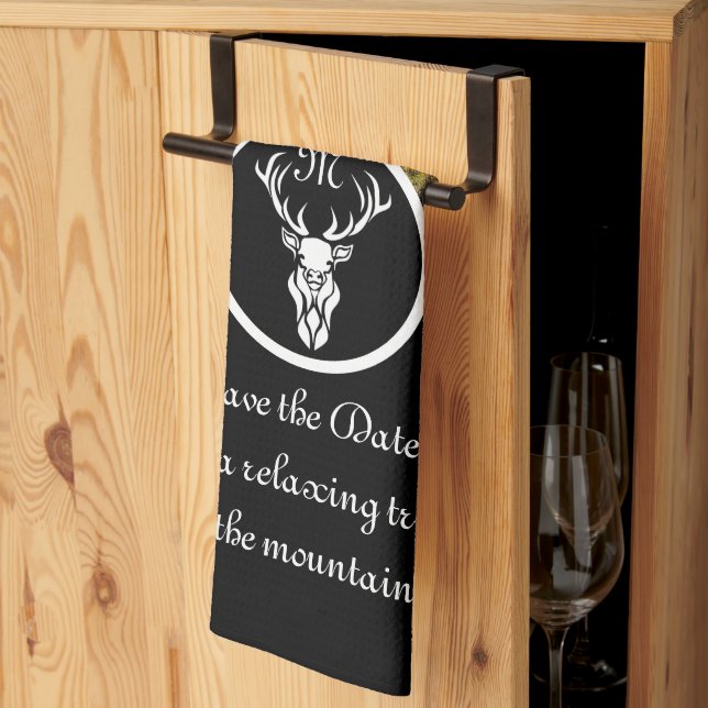 Silhouette-Monogramm-Foto für Snow White Buck Geschirrtuch (Drittel gefaltet)