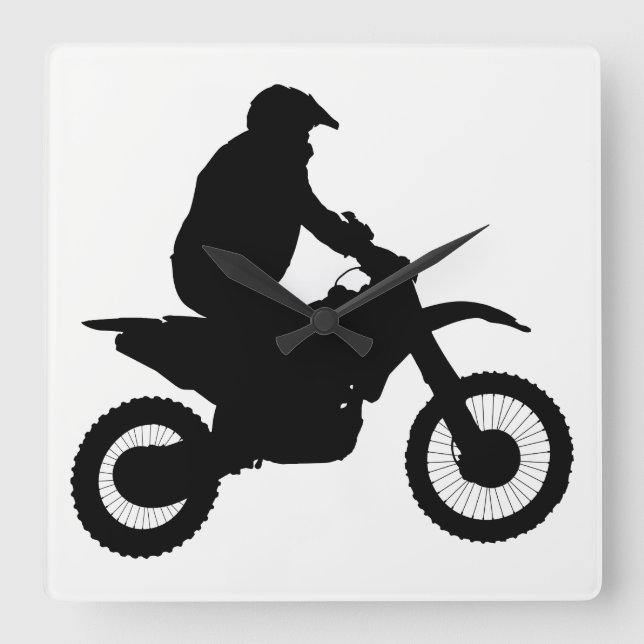 Silhouette Motocross Quadratische Wanduhr (Vorderseite)