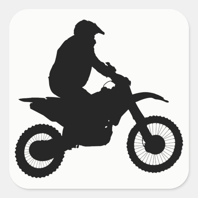 Silhouette Motocross Quadratischer Aufkleber (Vorderseite)
